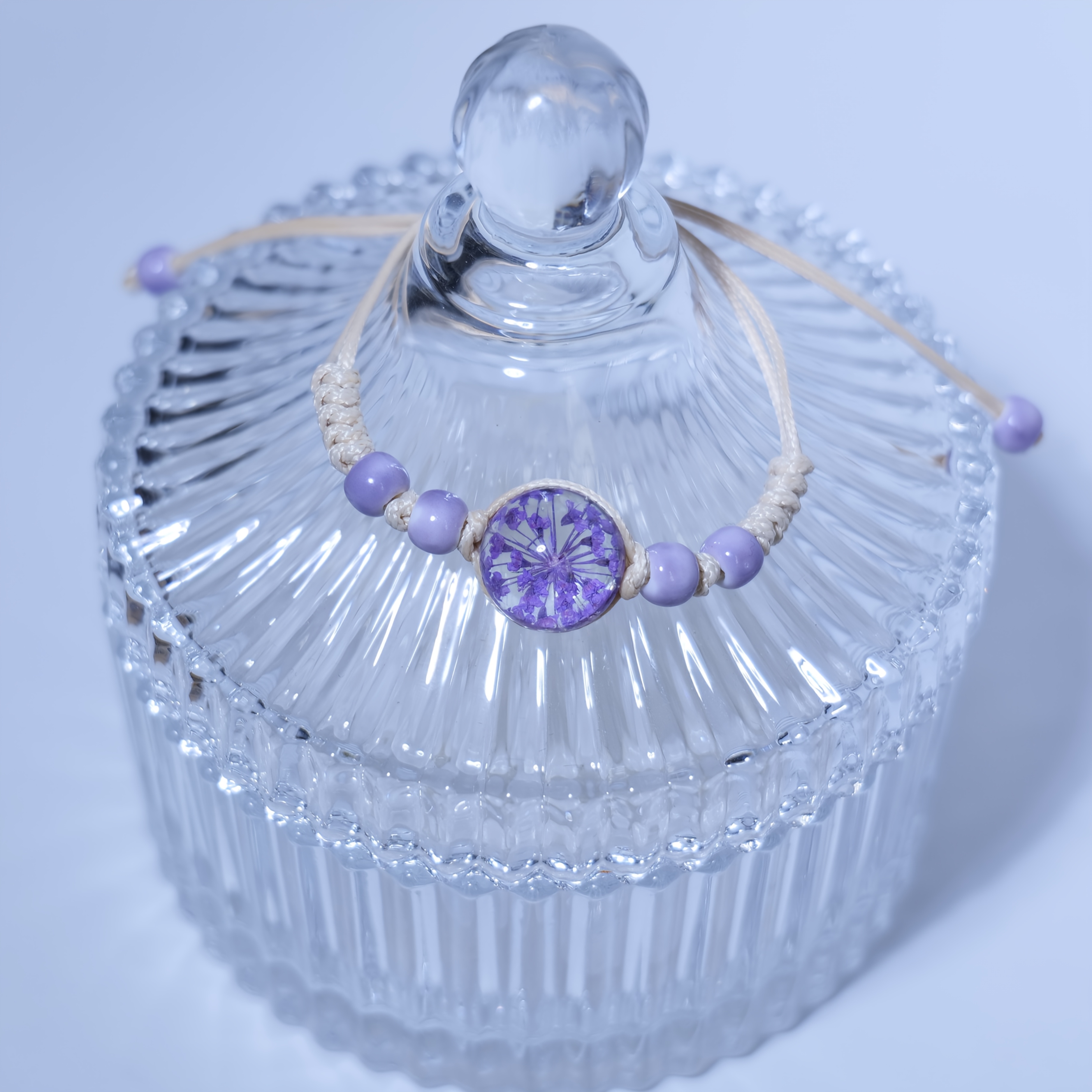Boho Ceramic Beaded Bracelet with Amethyst Stone - Adjustable Jewelry
